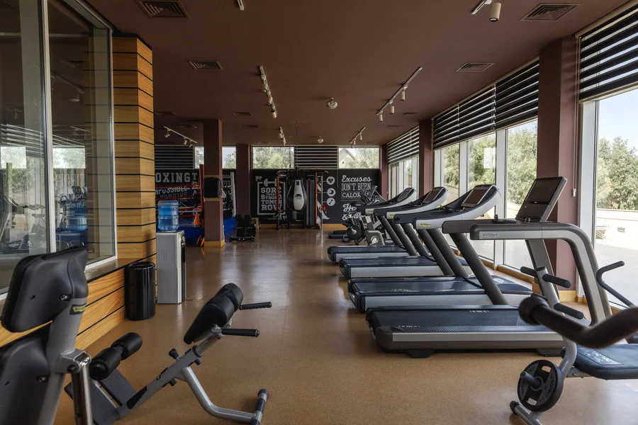 Cardio zone by the panoramic windows